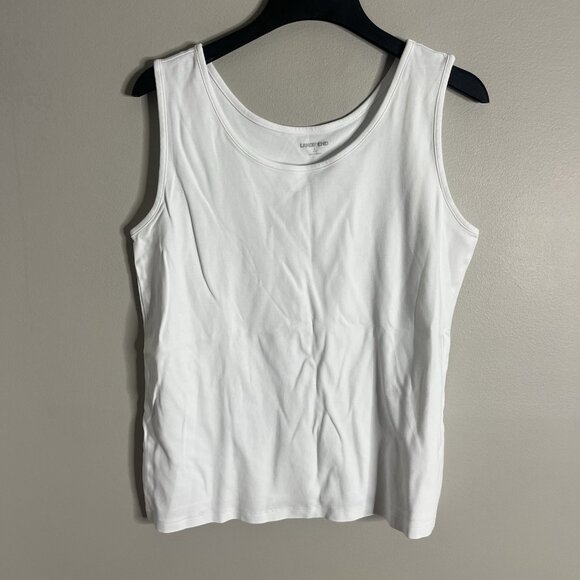Lands' End Tops - Lands End Size Large White Round Neck Cotton Tank Top